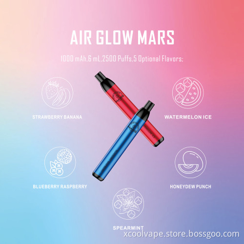 2500puffs Disposable Vape Pen with accurate airflow intake